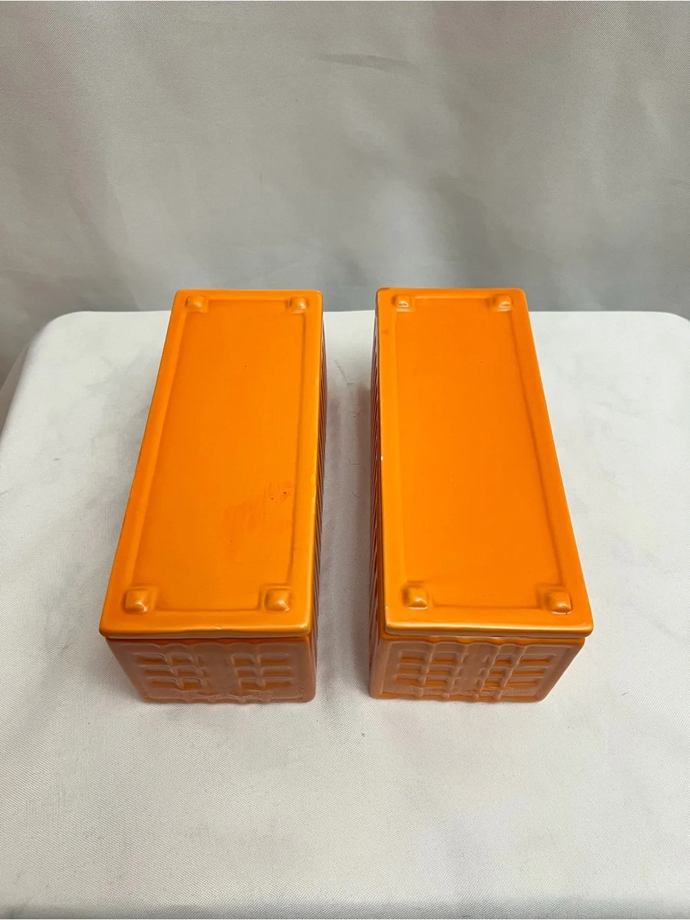 Daniel Ballou Areaware Orange Ceramic Storage Containers With Lids Set of 2